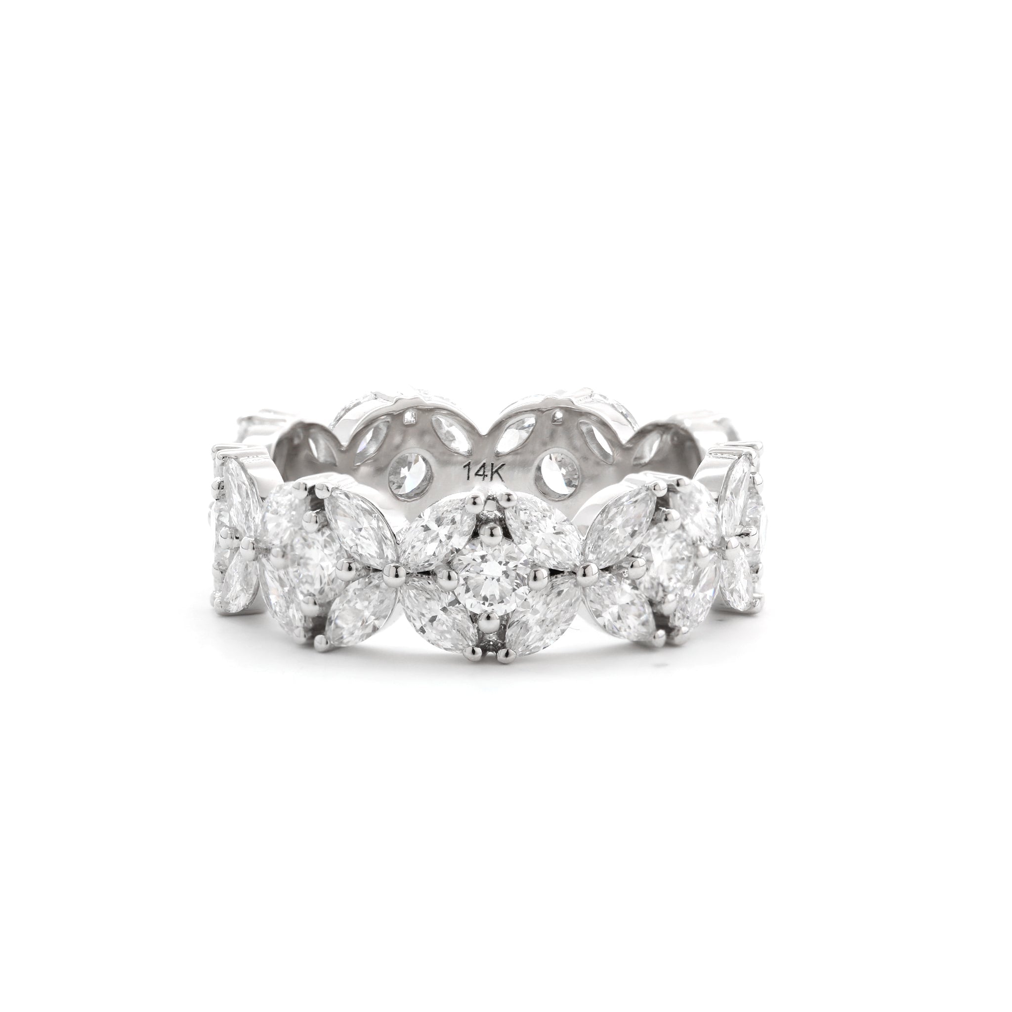 14K White Gold Marquise & Round Diamond Full Eternity Band (US6.75 Unresizable) - MMR