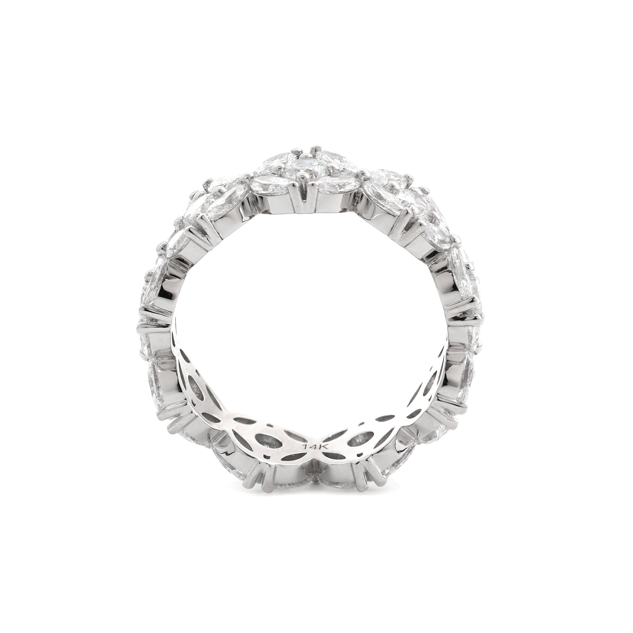 14K White Gold Marquise & Round Diamond Full Eternity Band (US6.75 Unresizable) - MMR