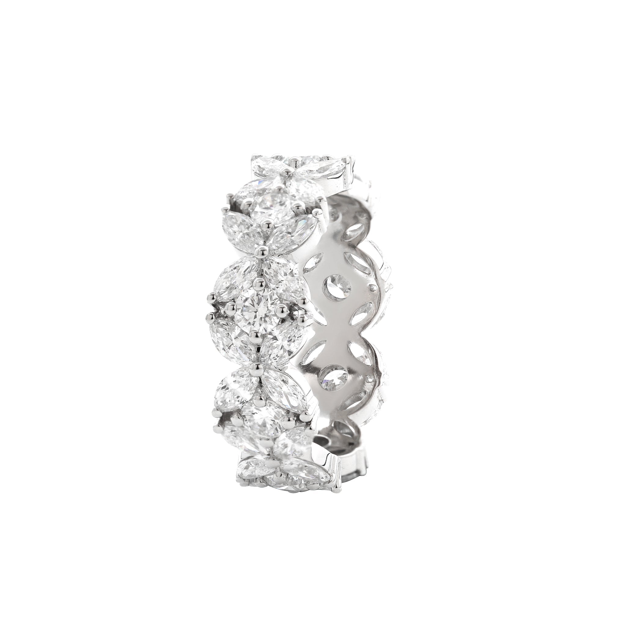 14K White Gold Marquise & Round Diamond Full Eternity Band (US6.75 Unresizable) - MMR