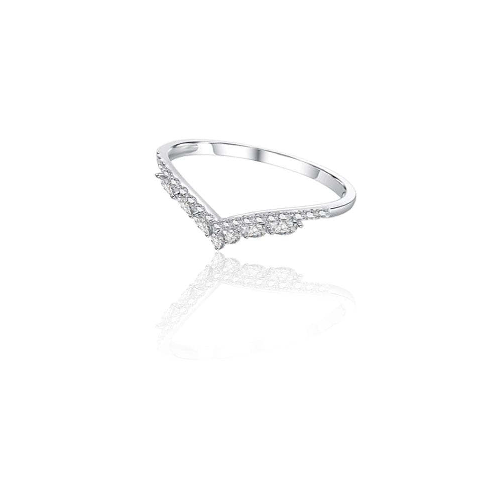 14k White Gold Marquise V Shaped Diamond Ring