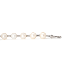 14K White Gold Near - round Fresh - water Pearl Bracelet - MMR