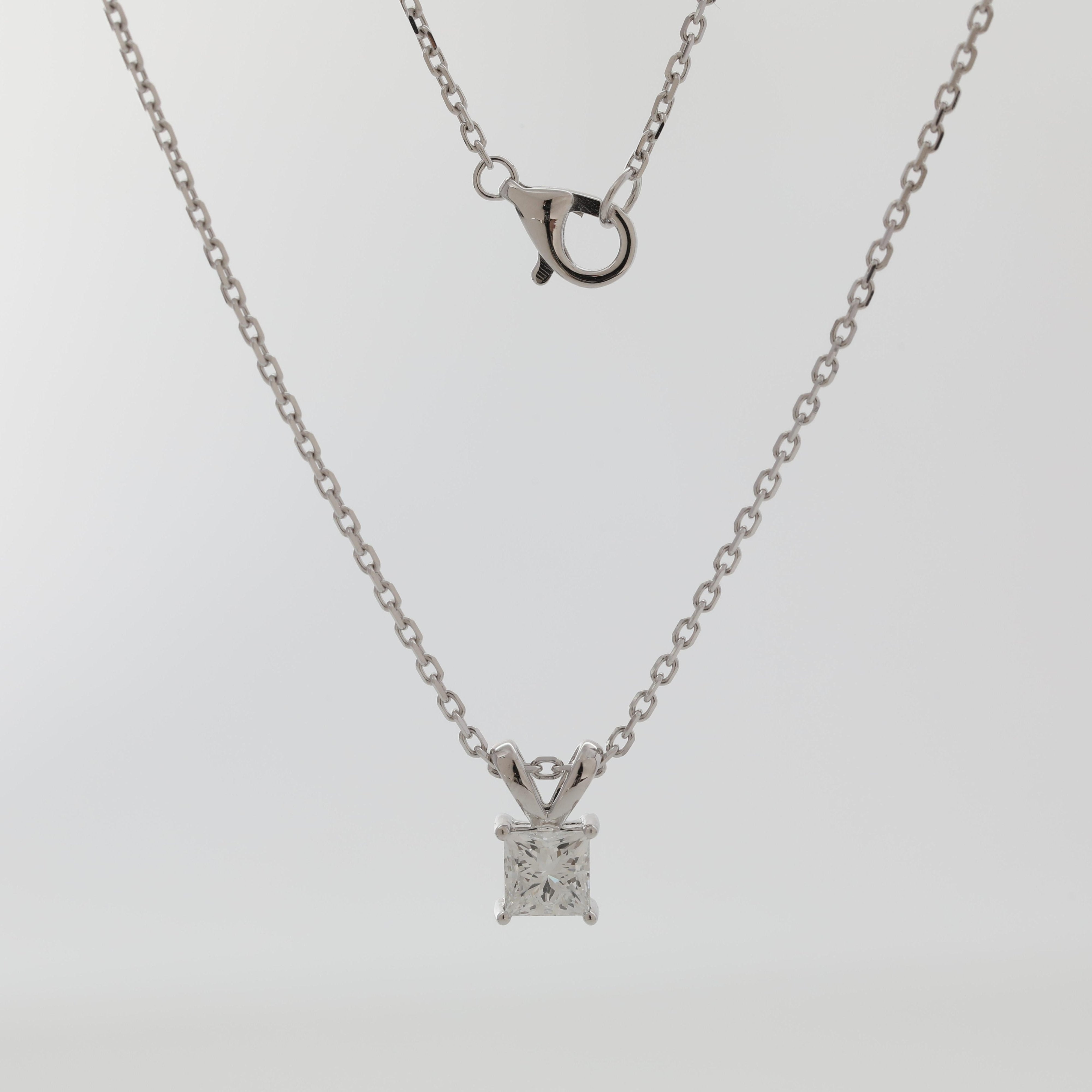 14K White Gold Princess Cut Lab Diamond Pendant (Pendant only) - MMR