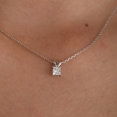 14K White Gold Princess Cut Lab Diamond Pendant (Pendant only) - MMR