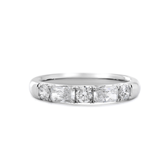 14K White Gold Round and Radiant Cut Lab Diamond 5 Stone Half Eternity Ring - MMR