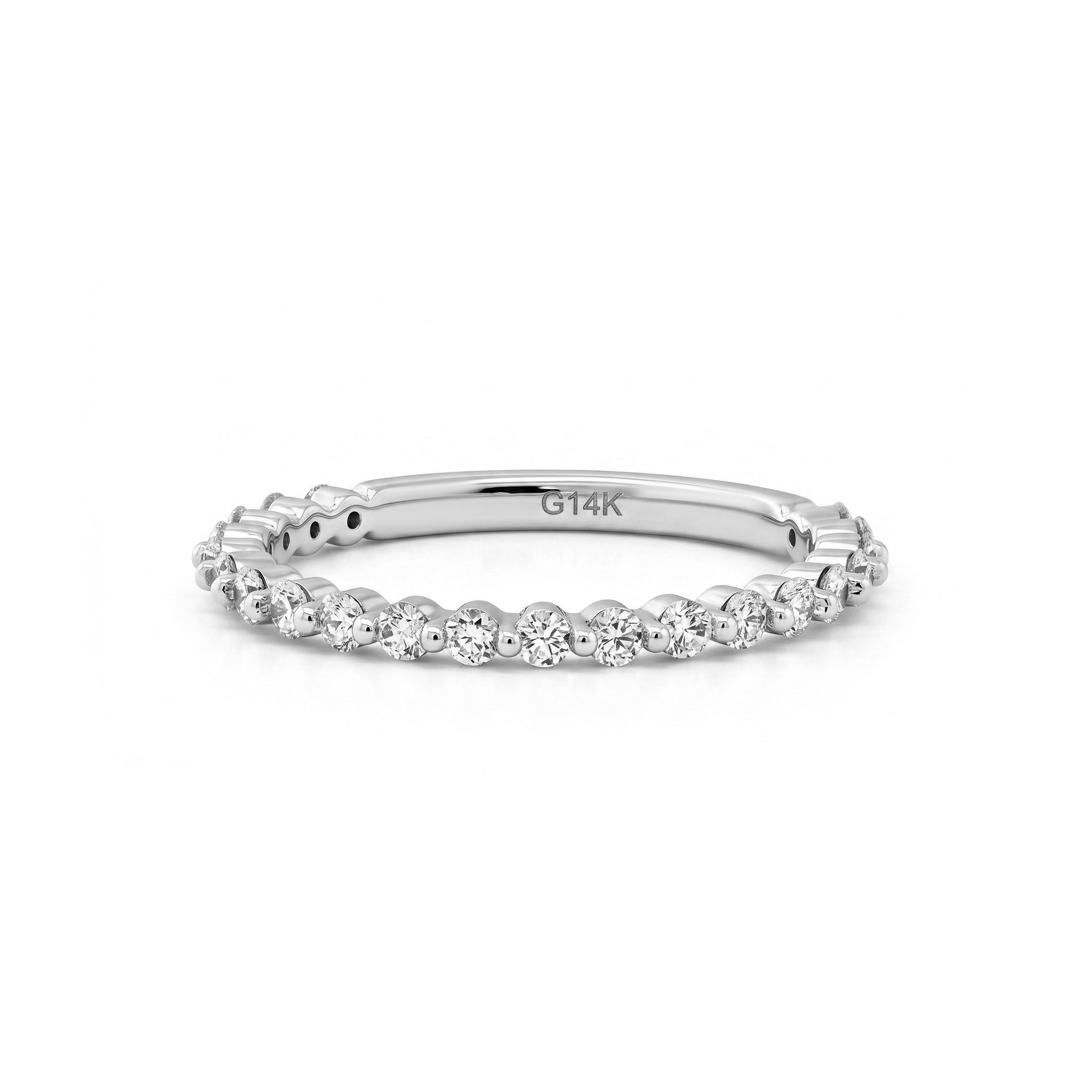 14K White Gold Round Brilliant Cut Lab Diamond Shared Prong Full Eternity Band - MMR