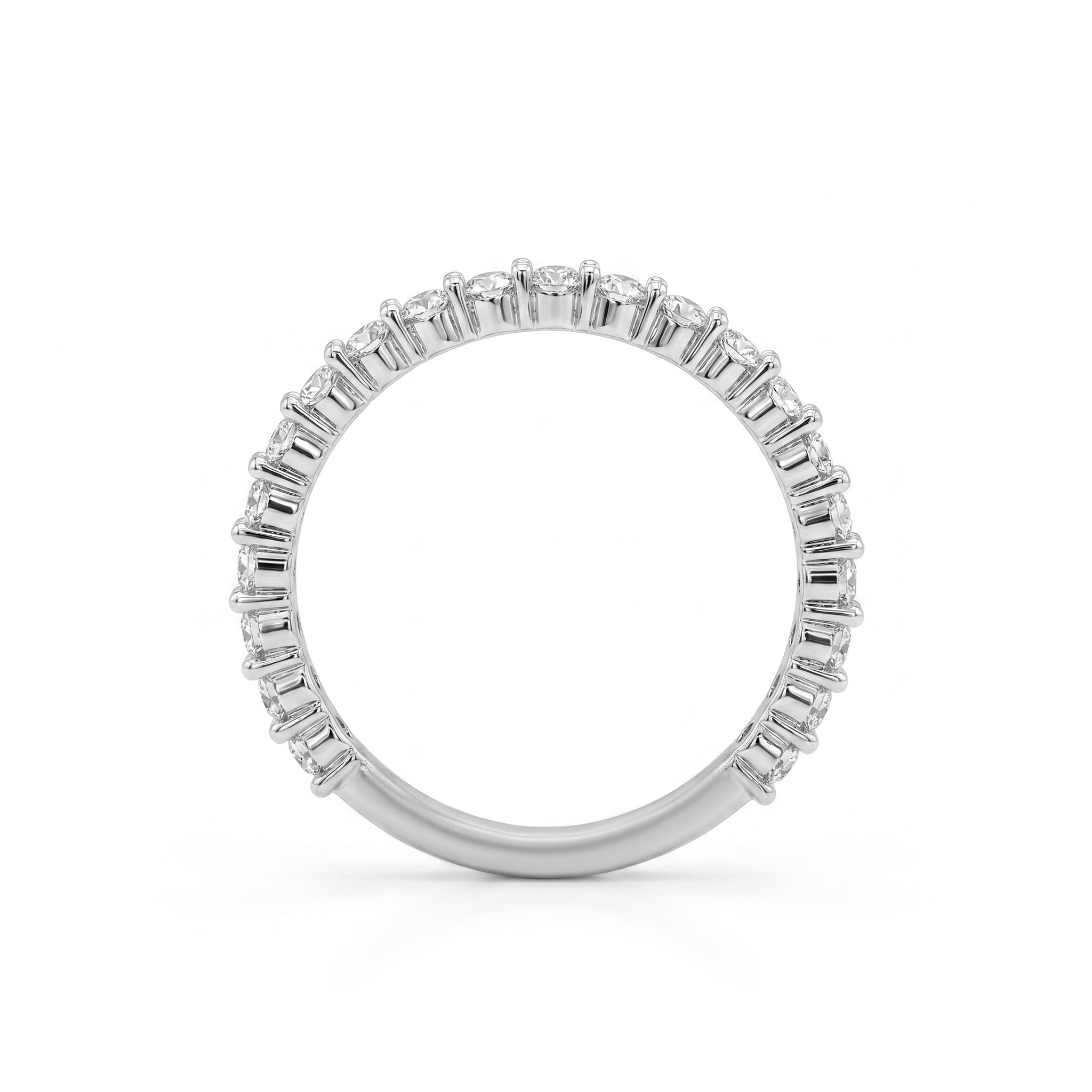 14K White Gold Round Brilliant Cut Lab Diamond Shared Prong Full Eternity Band - MMR