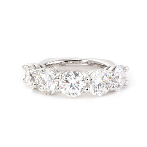 14K White Gold Round Cut Lab Diamond Half Eternity Statement Engagement Ring