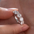 14K White Gold Round Cut Lab Diamond Half Eternity Statement Engagement Ring
