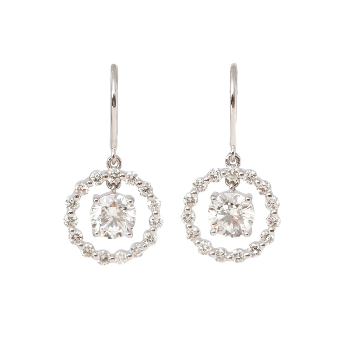14K White Gold Round Cut Lab Diamond Hook Earrings - MMR
