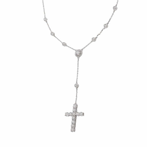 14K White Gold Round Lab Diamond Cross Necklace(Only Pendant)