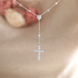 14K White Gold Round Lab Diamond Cross Necklace