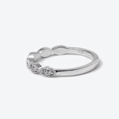 14K White Gold Round Lab Diamond Millegrain Wedding Ring - MMR