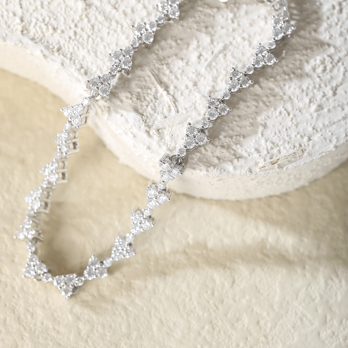 14K White Gold Round Lab Dimaond Cluster Bracelet - MMR