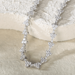 14K White Gold Round Lab Dimaond Cluster Bracelet - MMR