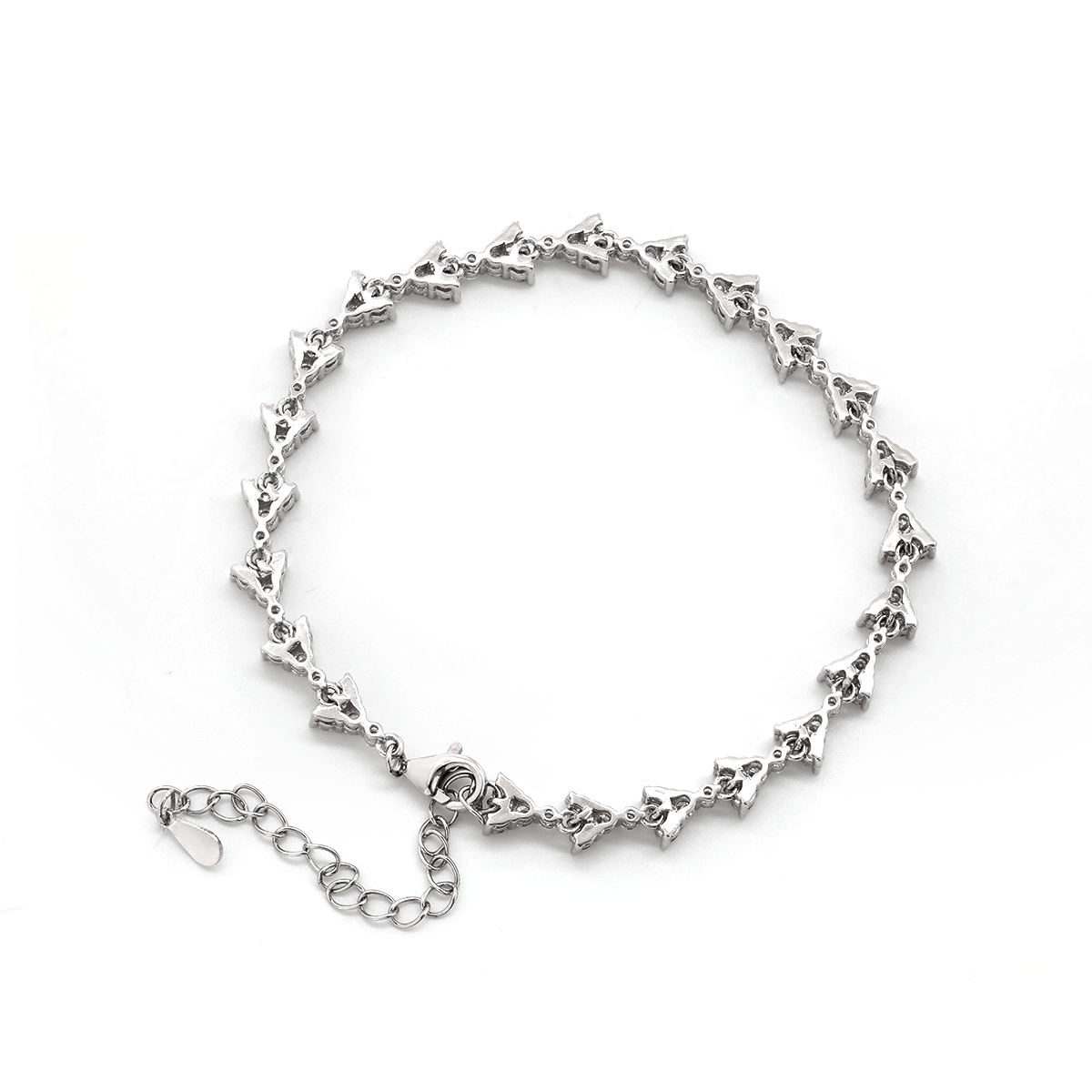 14K White Gold Round Lab Dimaond Cluster Bracelet - MMR
