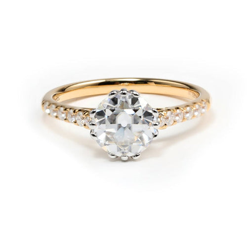 14K White & Yellow Gold 1.5ct OEC Moissanite Vintage Wedding Ring