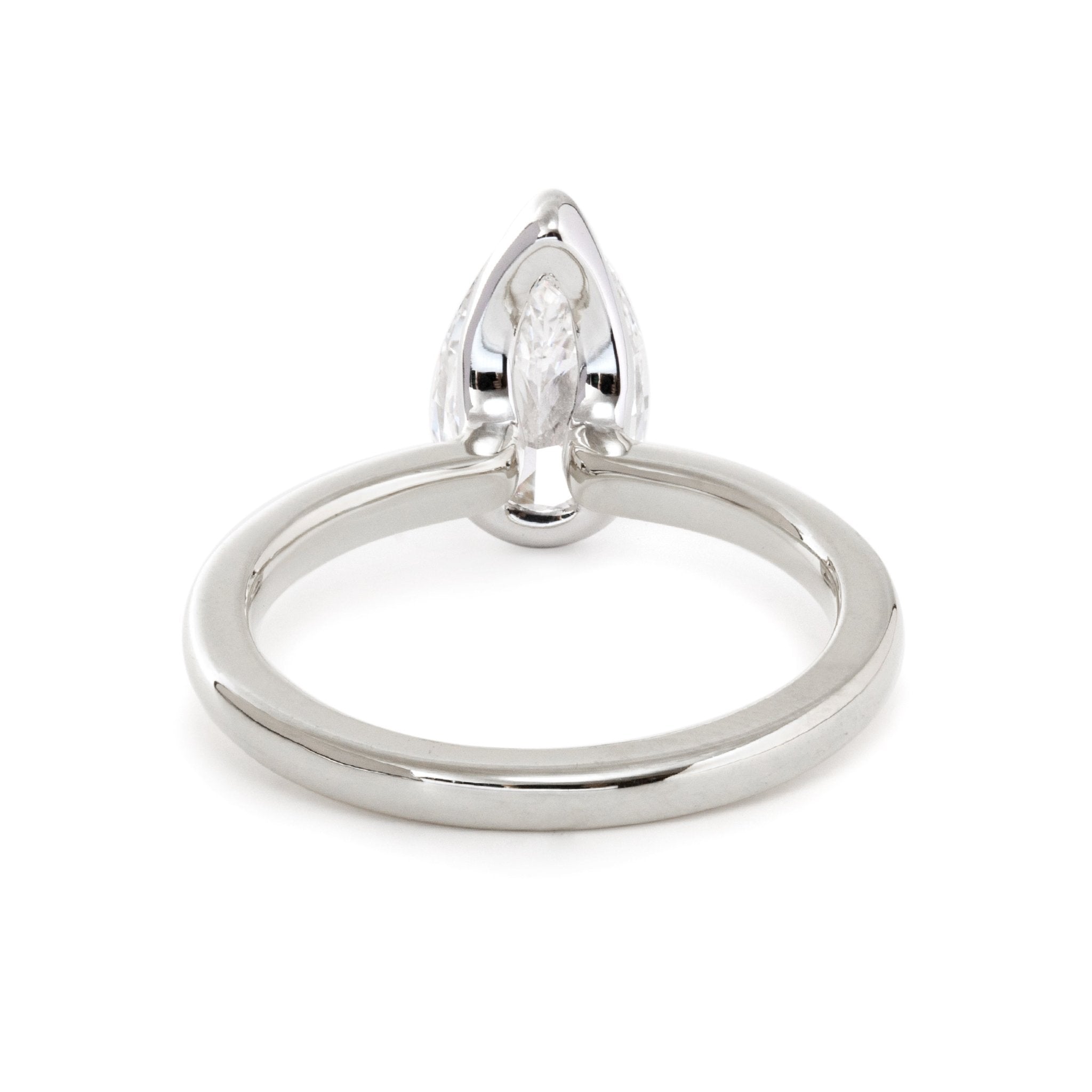 14K Yellow and White Gold 2ct Pear Cut Lab Diamond Half Bezel Solitaire Ring - MMR