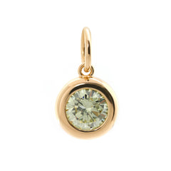 14K Yellow Gold 0.94CT Green Round Cut Diamond Bezel Set Pendant - MMR