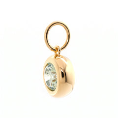 14K Yellow Gold 0.94CT Green Round Cut Diamond Bezel Set Pendant - MMR