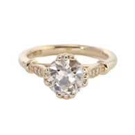 14k Yellow Gold 1.5 Carat Old European Cut Lab Grown Diamond Triple Prong Setting Vintage Wedding Ring (Ring Setting Only)