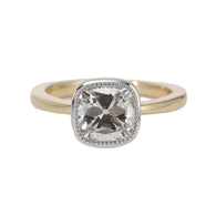 14k Yellow Gold 1.5ct Old Mine Cut Lab Diamond Bezel Hollowed-out Vintage Engagement Ring (Ring Setting Only)
