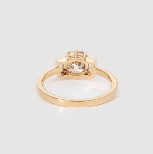 14K Yellow Gold 1.78ct Old European Cut Diamond & Baguette Three-stone Engagement Ring