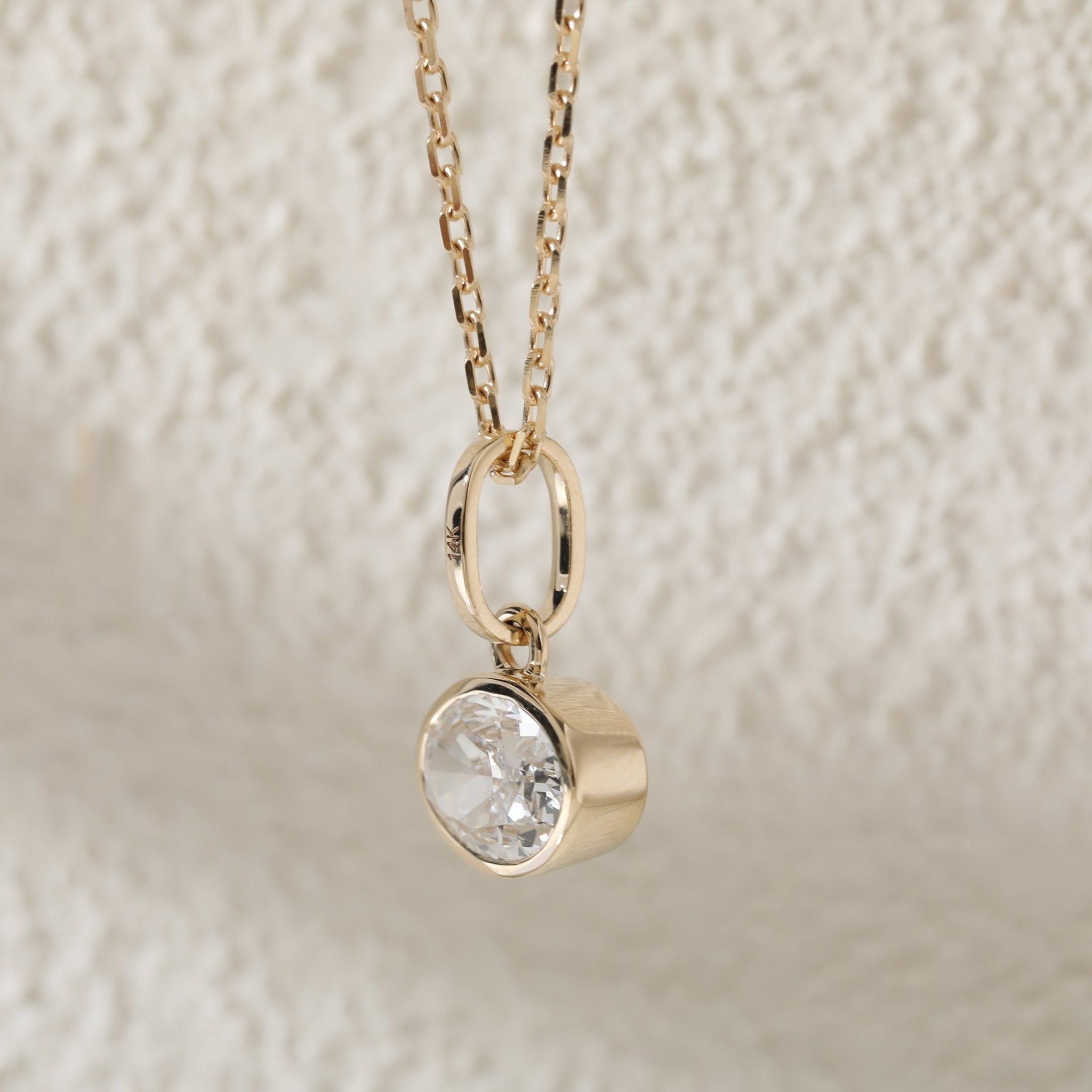 14K Yellow Gold 1.5CT Oval Lab Diamond East - West Design Bezel Pendant (Pendant Only) - MMR