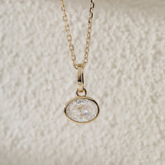 14K Yellow Gold 1.5CT Oval Lab Diamond East - West Design Bezel Pendant (Pendant Only) - MMR