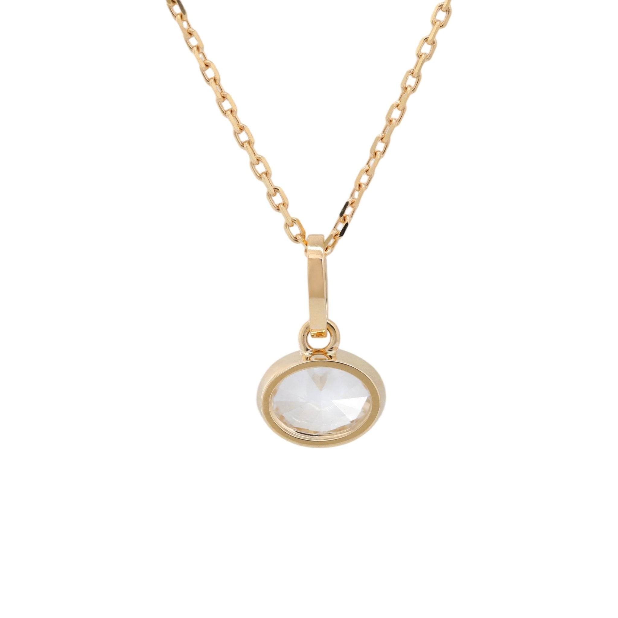 14K Yellow Gold 1.5CT Oval Lab Diamond East - West Design Bezel Pendant (Pendant Only) - MMR
