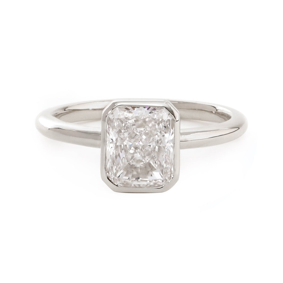 14K Yellow Gold 1.5ct Radiant Cut Lab Diamond Bezel Setting Solitaire Ring - MMR