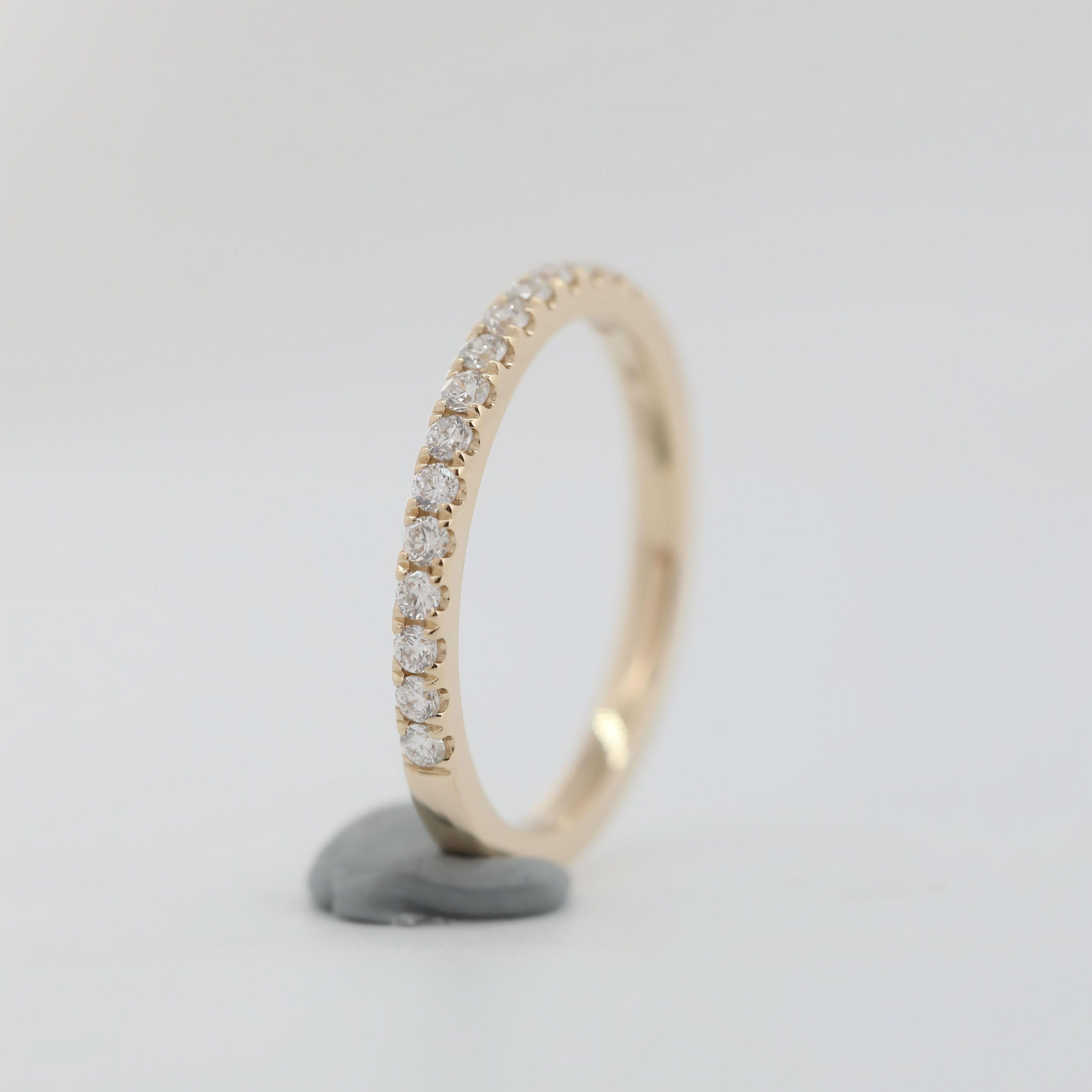 14K Yellow Gold 1.6mm Round Lab Diamond Half Eternity Ring - MMR
