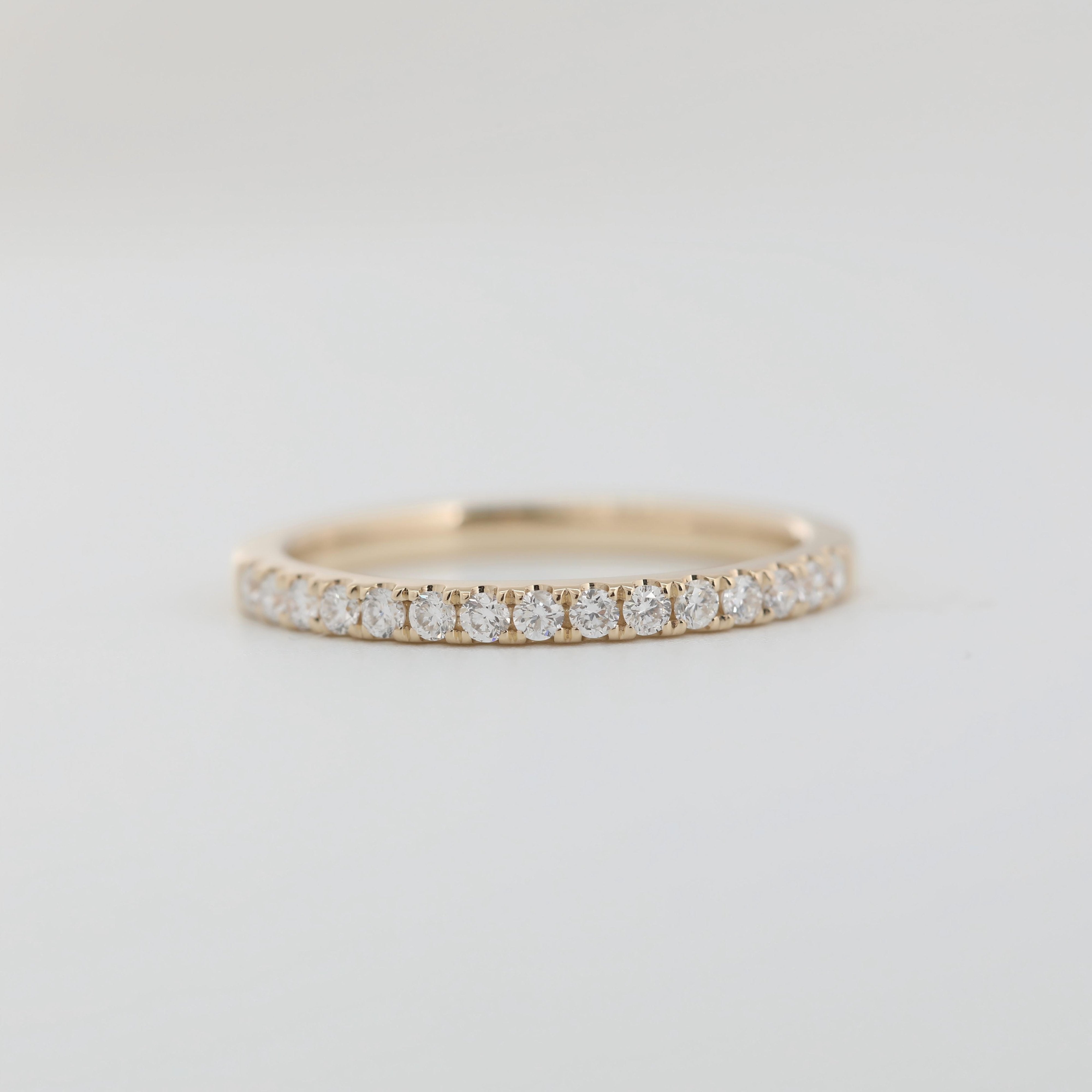 14K Yellow Gold 1.6mm Round Lab Diamond Half Eternity Ring - MMR