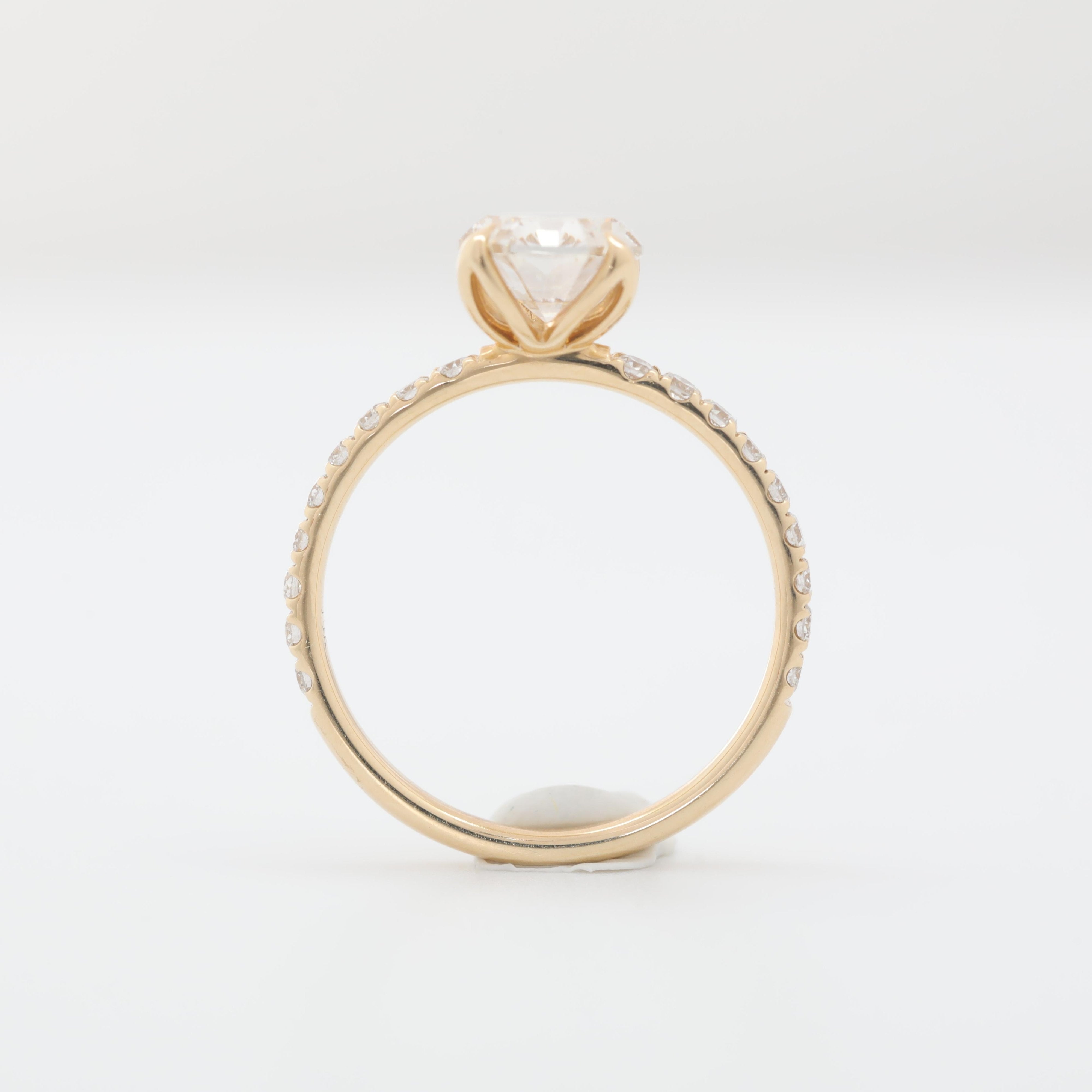 14K Yellow Gold 1.76ct Antique Emerald Cut Lab Diamond Tulip Design Ring - MMR