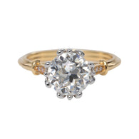14k Yellow Gold 2 Carat Old European Cut Diamond Round Prongs Vintage Engagement Ring (Ring Setting Only)