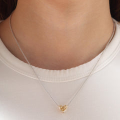 14K Yellow Gold 2.17ct Heart Shaped Yellow Lab Diamond Pendant Necklace with 16 Inches Platinum Chain - MMR