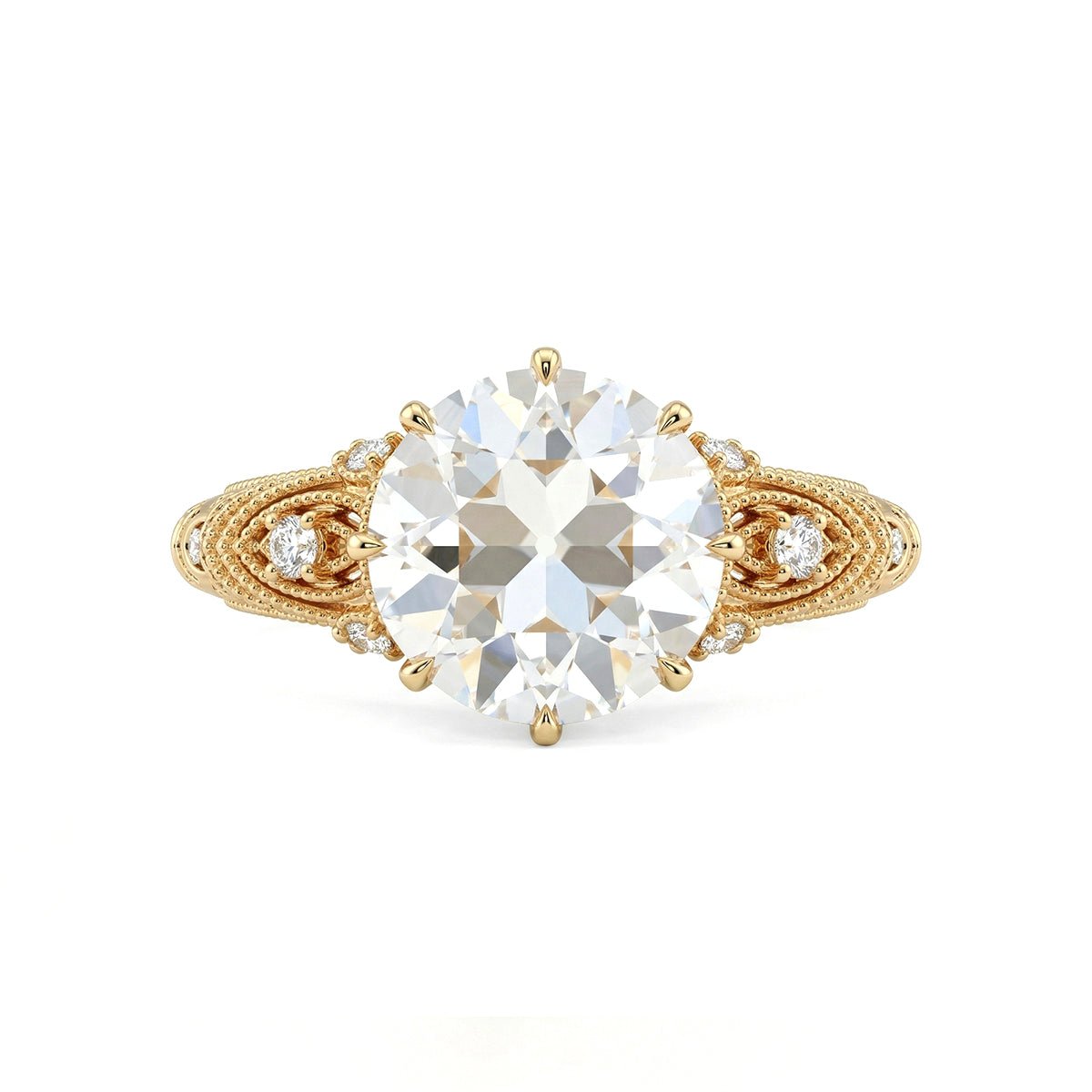14K Yellow Gold 2.55ct Old European Cut Lab Diamond Vintage Ring - MMR