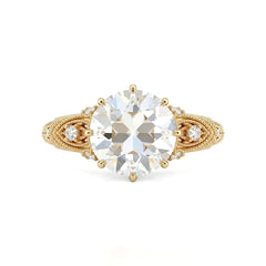 14K Yellow Gold 2.55ct Old European Cut Lab Diamond Vintage Ring - MMR