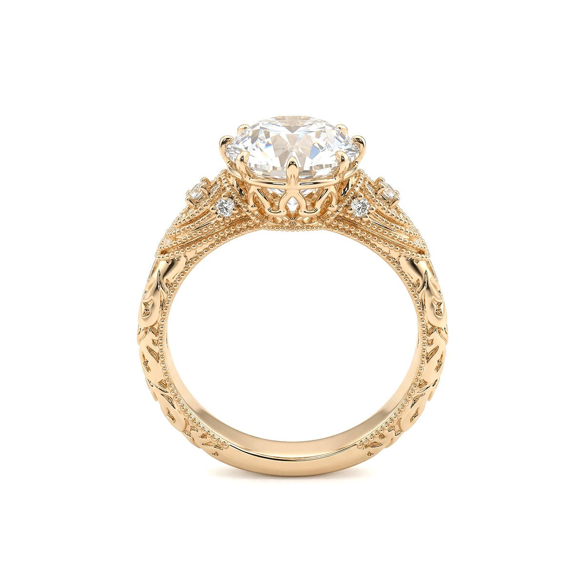 14K Yellow Gold 2.55ct Old European Cut Lab Diamond Vintage Ring - MMR
