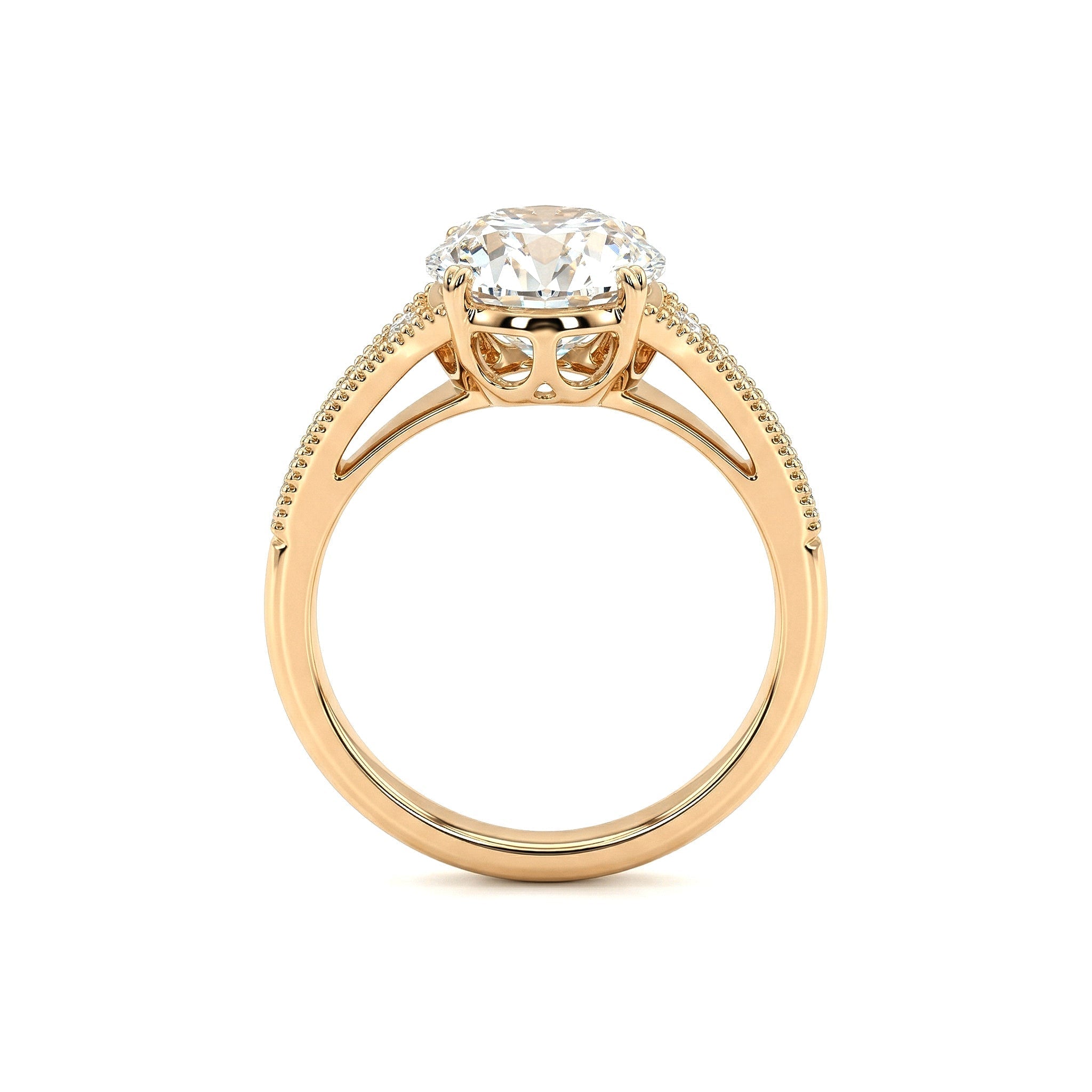 14K Yellow Gold 2.56CT Old European Cut Lab Diamond Vintage Milgrain Design Band Ring - MMR