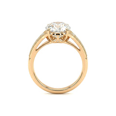 14K Yellow Gold 2.56CT Old European Cut Lab Diamond Vintage Milgrain Design Band Ring - MMR
