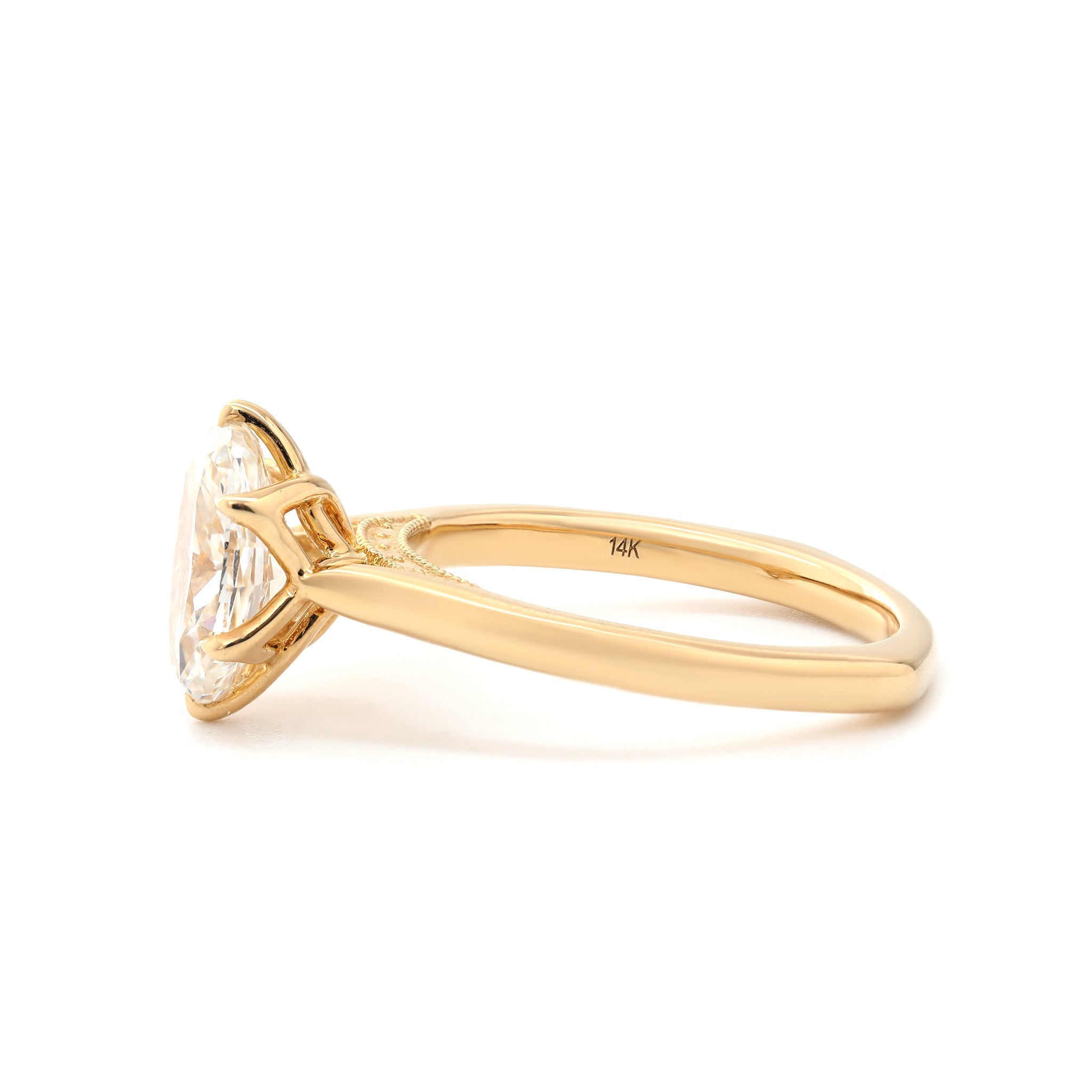 14K Yellow Gold 2.64CT Oval Modified Brilliant Cut Lab Diamond Cathedral Design Tuilp Set Ring - MMR