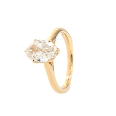 14K Yellow Gold 2.64CT Oval Modified Brilliant Cut Lab Diamond Cathedral Design Tuilp Set Ring - MMR