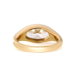 14K Yellow Gold 2ct Elongated Oval Old Mine Cut Lab Diamond Bezel Solitaire Ring - MMR