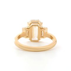 14K Yellow Gold 3.01ct Emerald Cut Lab Diamond Three-Stone Ring - MMR