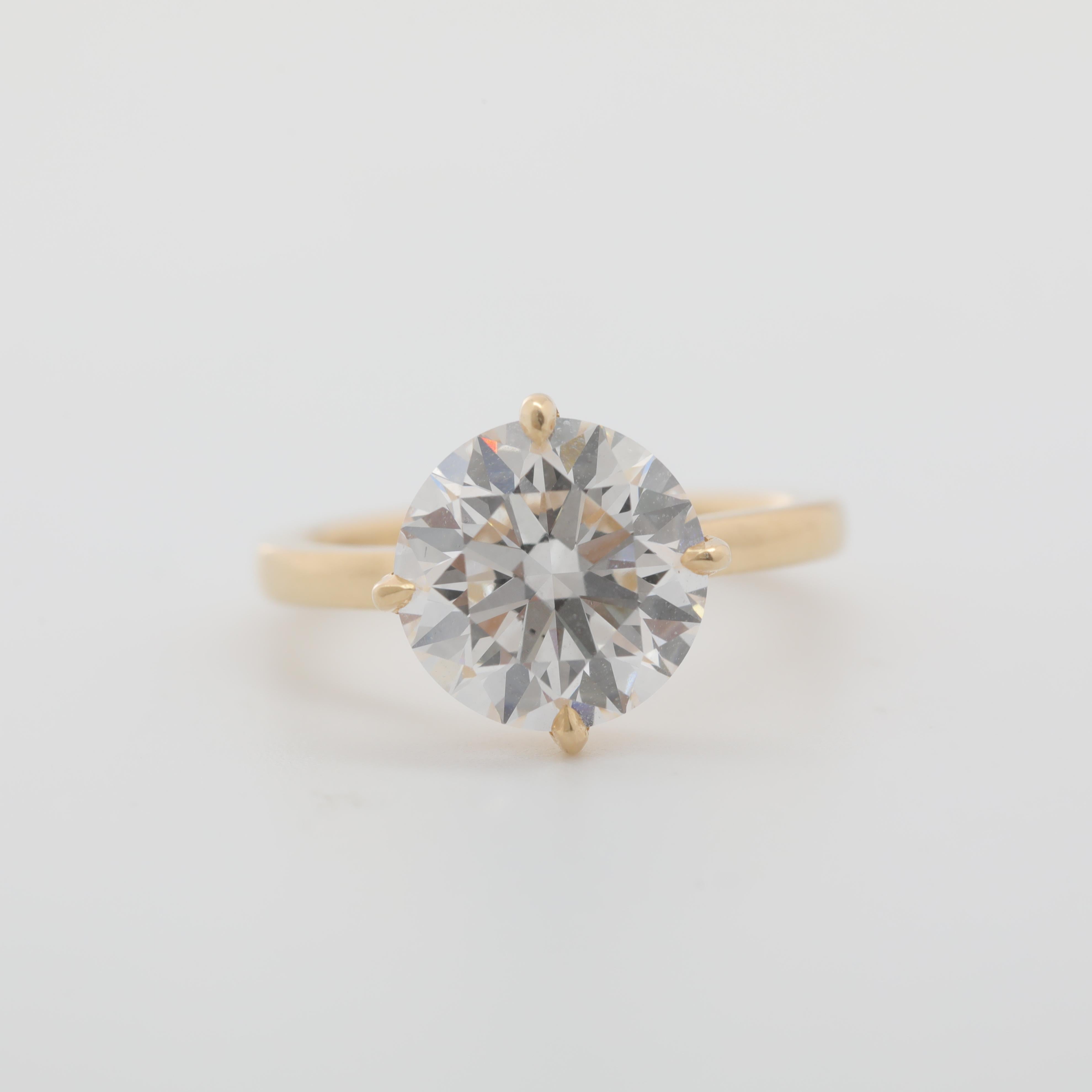 14K Yellow Gold 3.01ct Round Cut Lab Diamond Solitaire Ring - MMR