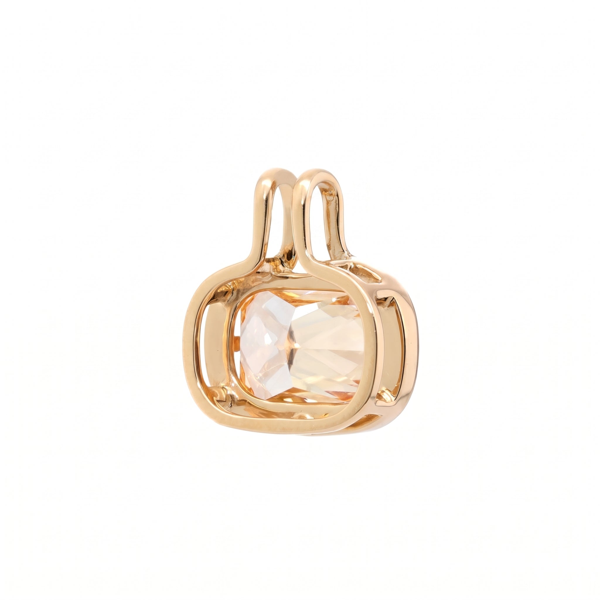 14K Yellow Gold 3.03CT Yellow Cushion Diamond Bezel Set Pendant - MMR