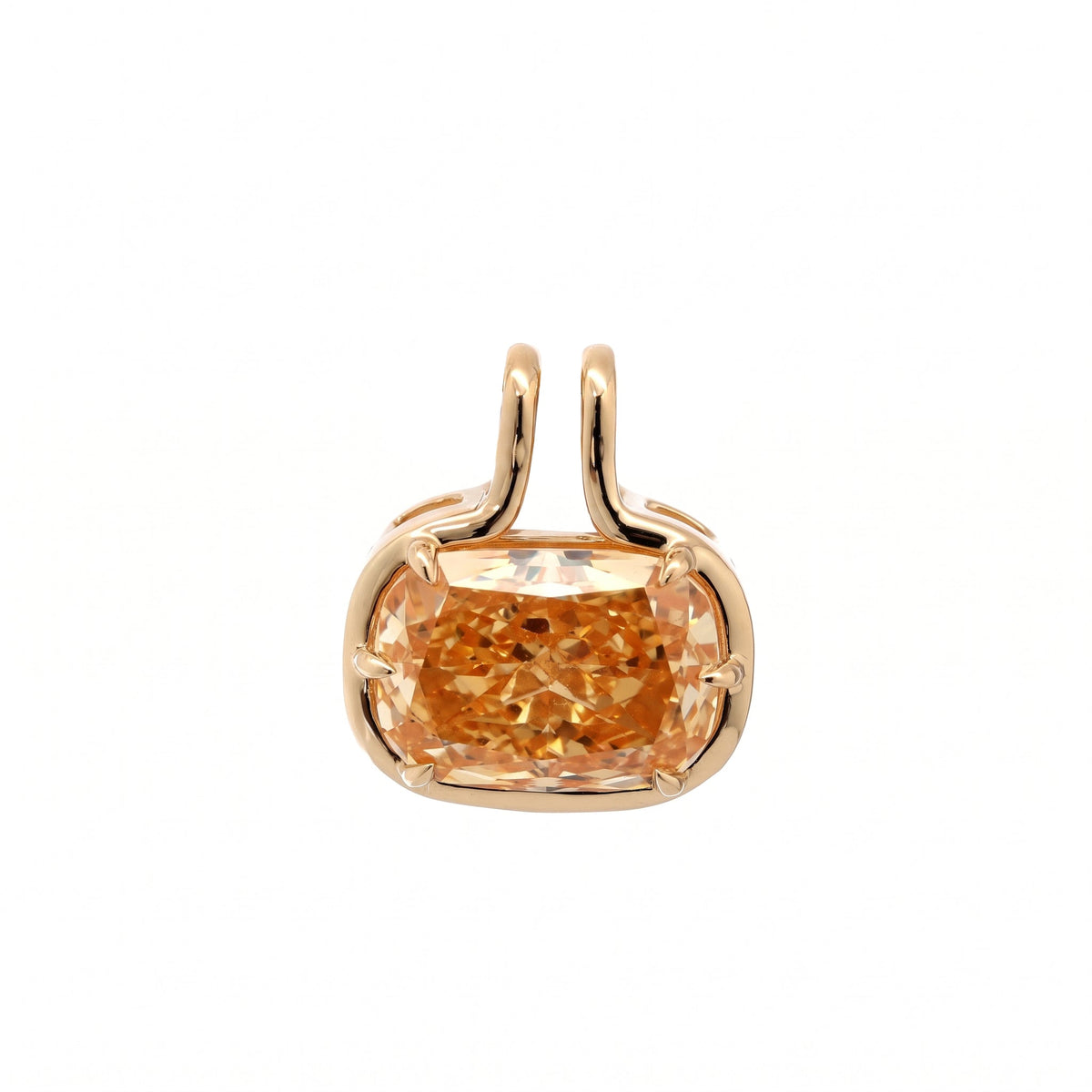 14K Yellow Gold 3.03CT Yellow Cushion Diamond Bezel Set Pendant - MMR