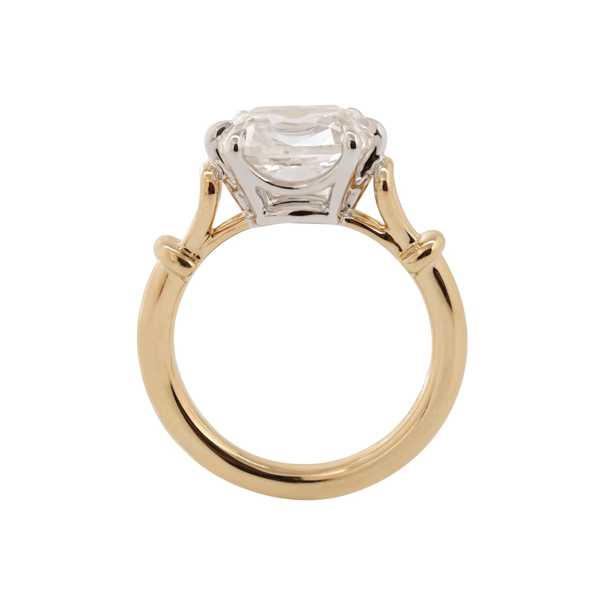 14K Yellow Gold 3.188CT Cushion Old Mine Cut Lab Diamond Vinatge Style East - West Design Ring - MMR