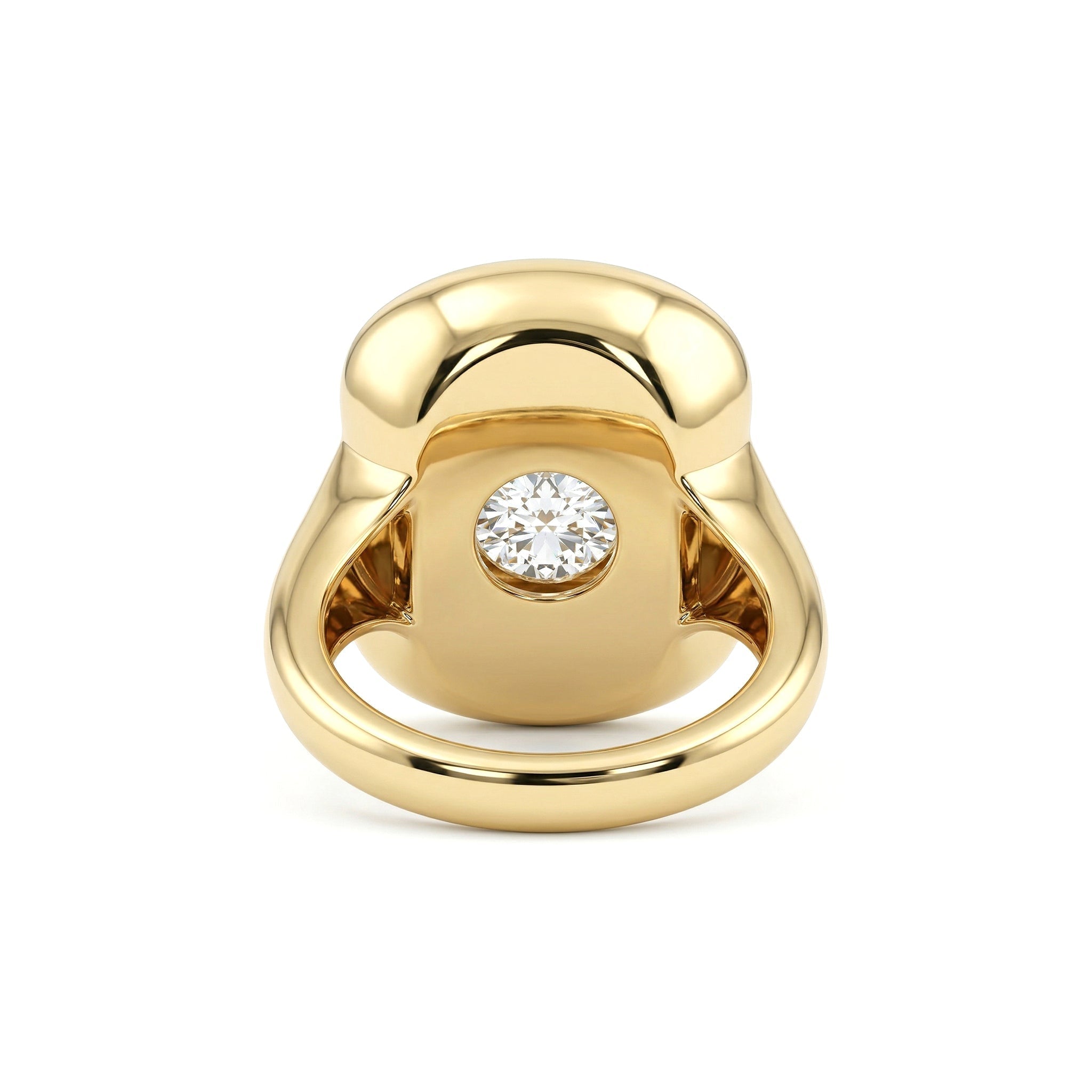 14K Yellow Gold 3.252CT Old European Cut Lab Diamond Modern Pillow Style Four - prong Set Ring - MMR