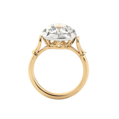 14K Yellow Gold 3.2CT Round Old European Cut White Plated Bezel - Set Ring - MMR